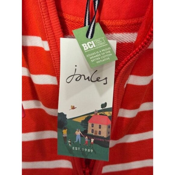 NWT Womens Joules Red & White Striped Zip-Up Hoodie w/Dachshund Embroidery - Picture 10 of 16